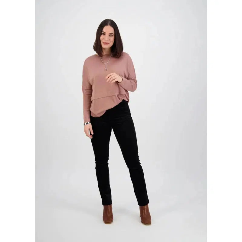 Vassalli Slim Leg Full Length Cord Pull On | Black-Vassalli-Shop 12 Bendigo