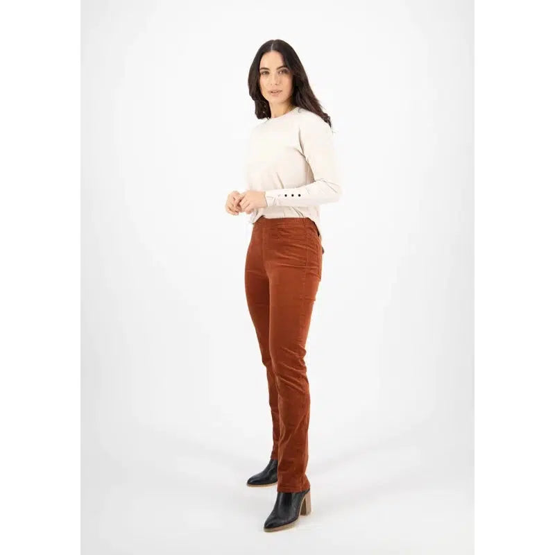Vassalli Slim Leg Full Length Cord Pull On | Bronze-Vassalli-Shop 12 Bendigo