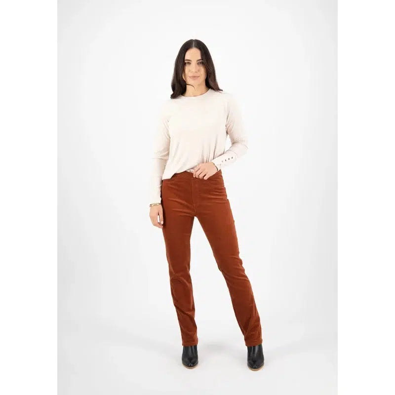 Vassalli Slim Leg Full Length Cord Pull On | Bronze-Vassalli-Shop 12 Bendigo