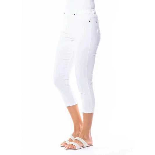 Stretch Cotton Capri Jegging | White-Cafe Latte-Shop 12 Bendigo