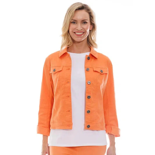 Stretch Cotton Jean Jacket | Orange-Cafe Latte-Shop 12 Bendigo