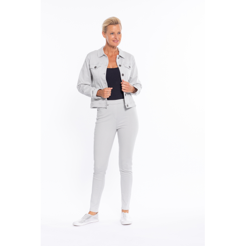 Stretch Cotton Jean Jacket | Stone-Cafe Latte-Shop 12 Bendigo