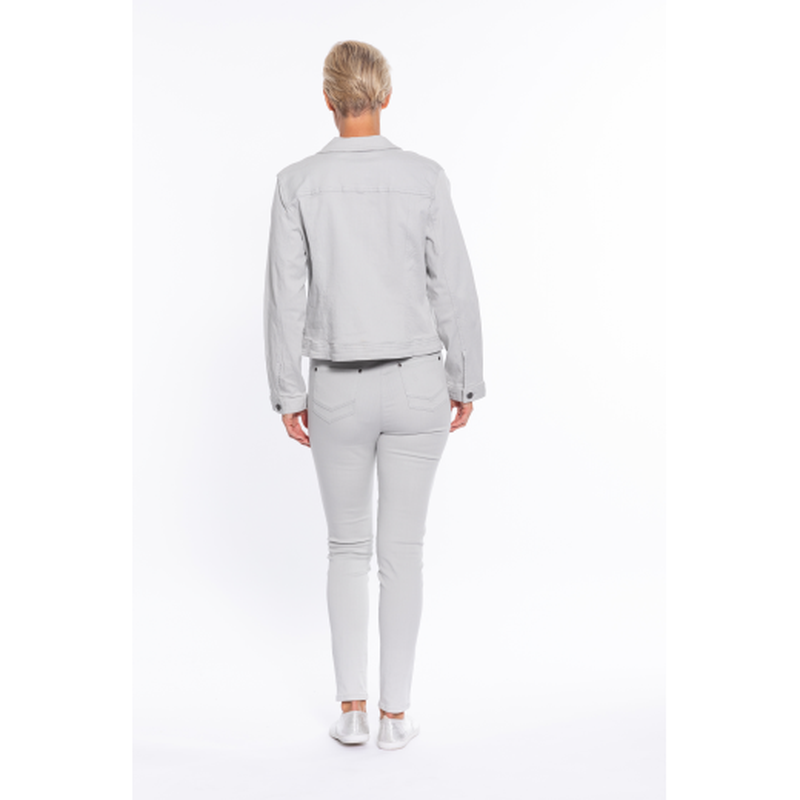 Stretch Cotton Jean Jacket | Stone-Cafe Latte-Shop 12 Bendigo