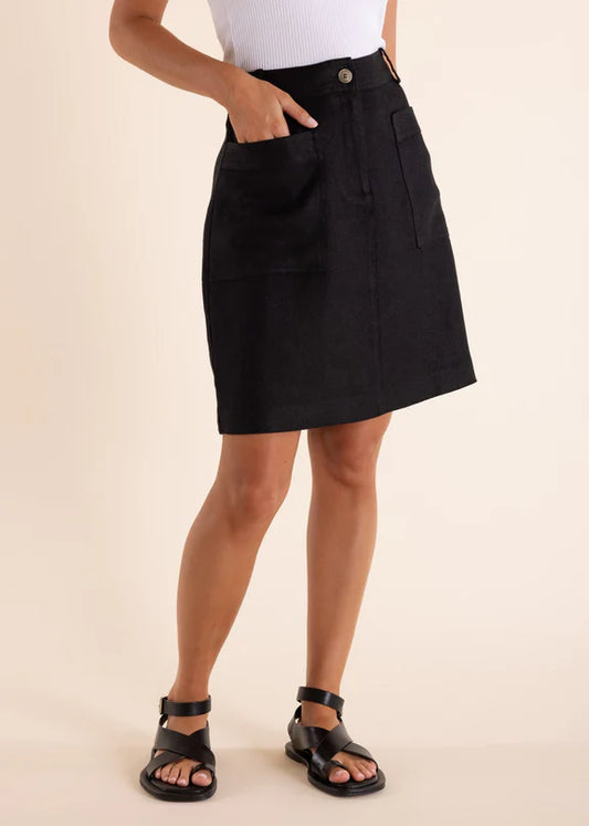 Tweed Linen Short Skirt | Black
