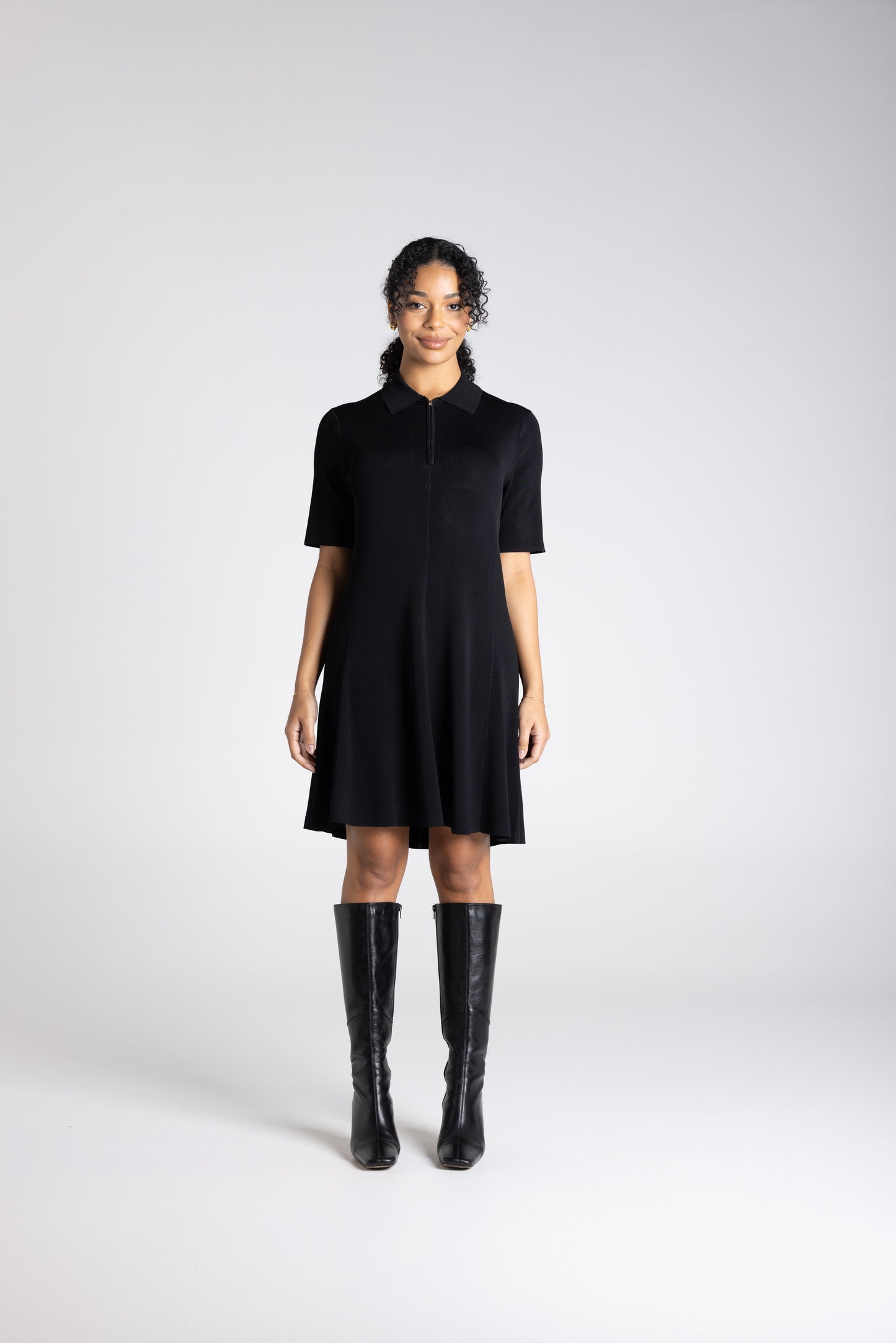 Milano Knit Zip Dress | Black