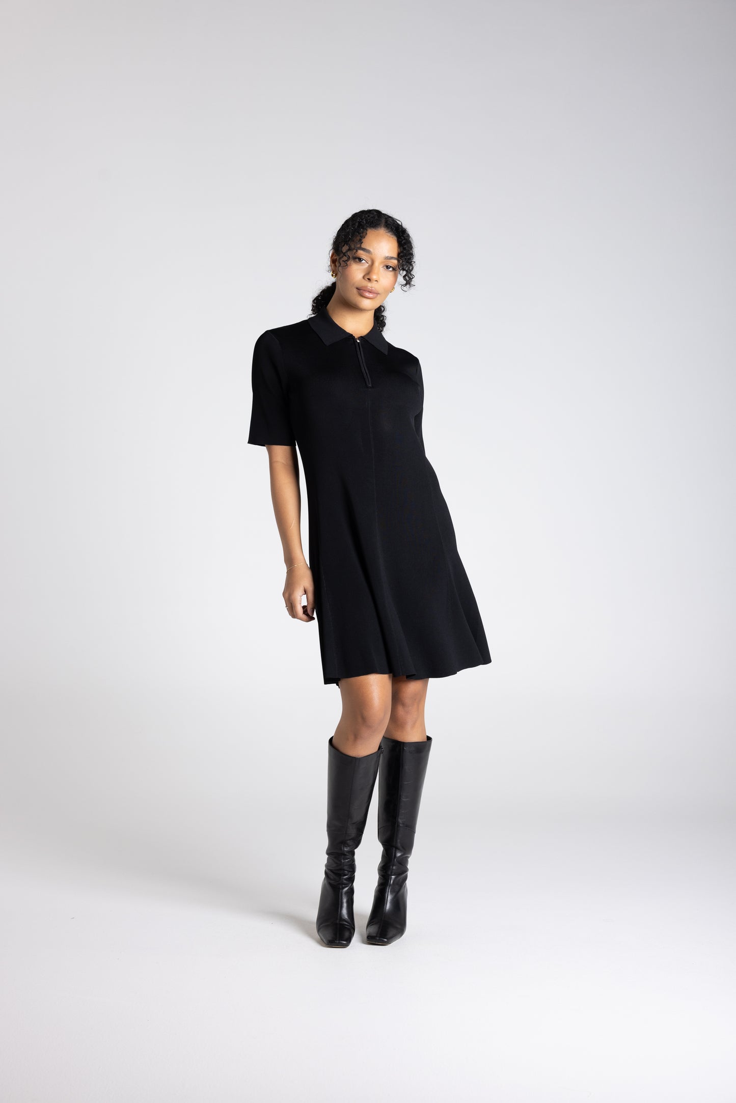 Milano Knit Zip Dress | Black