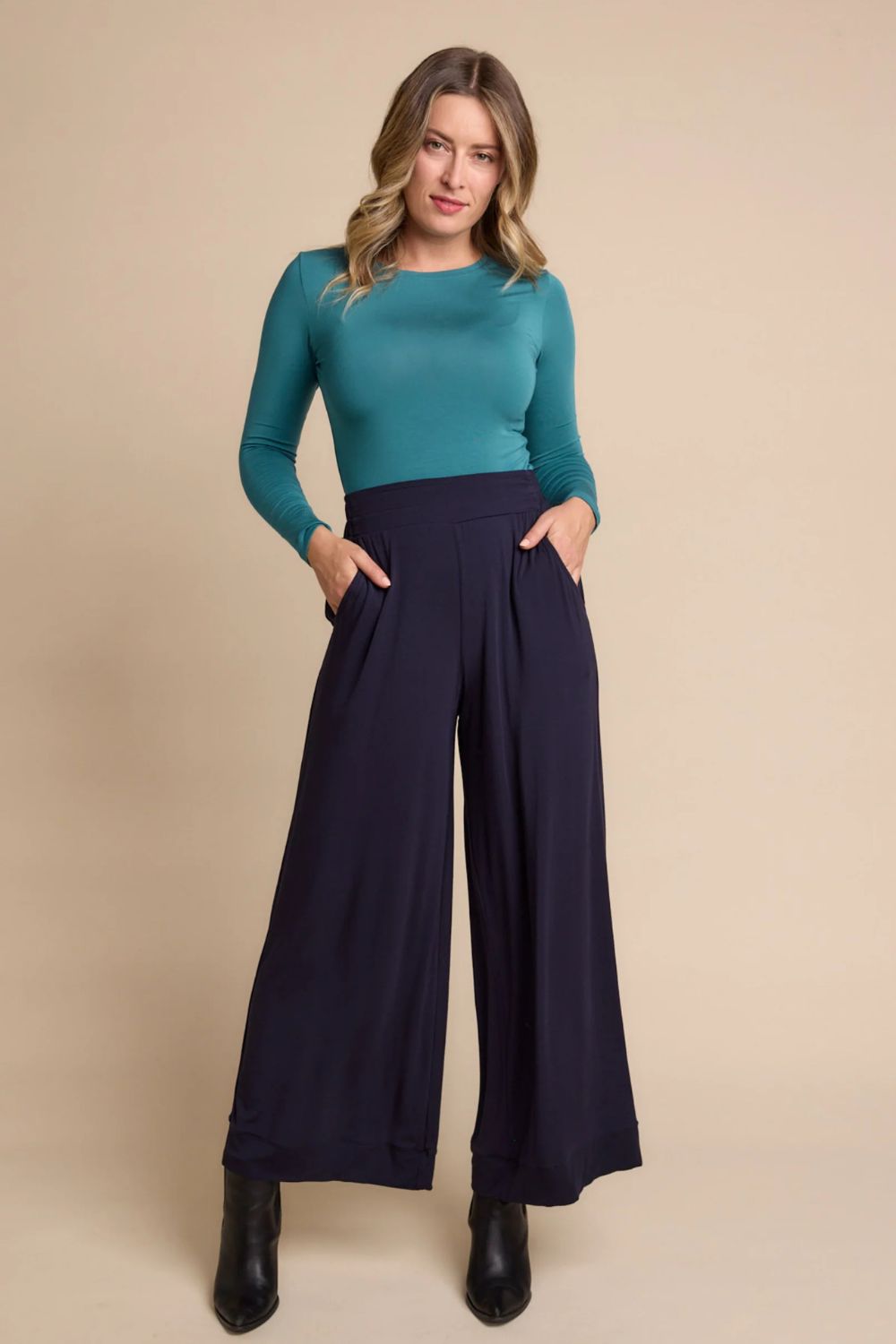 High Neck Long Sleeve Top | Peacock