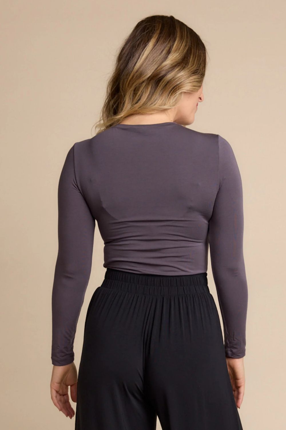 High Neck Long Sleeve Top | Grape