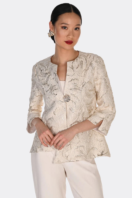 Textured  Jacket | Vanilla/ Gold