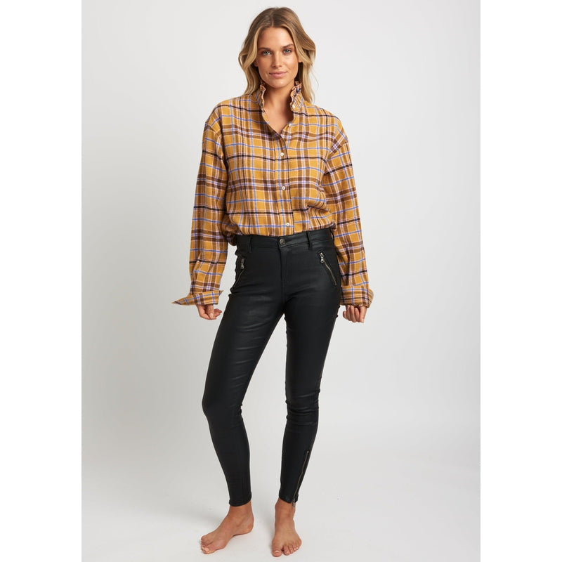 The Frill Oversized Flannel Shirt | Camel-Shirty-Shop 12 Bendigo