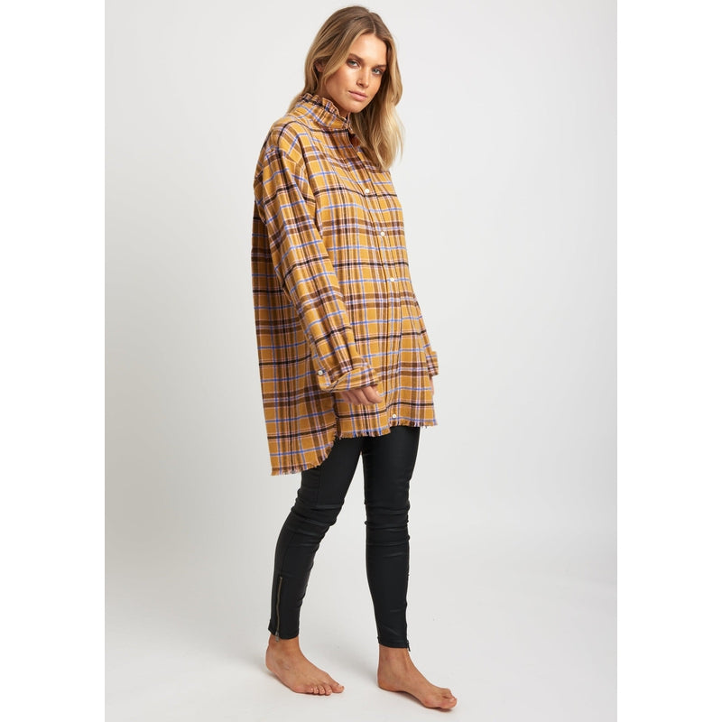 The Frill Oversized Flannel Shirt | Camel-Shirty-Shop 12 Bendigo