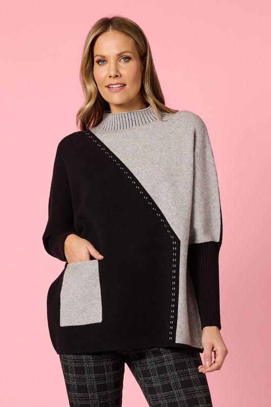 Cannes Spliced Knit | Black Grey