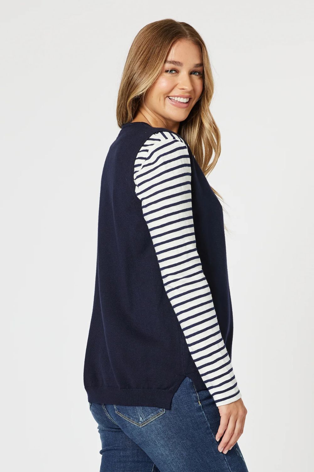 Vicky Side Split Knit Vest | Navy