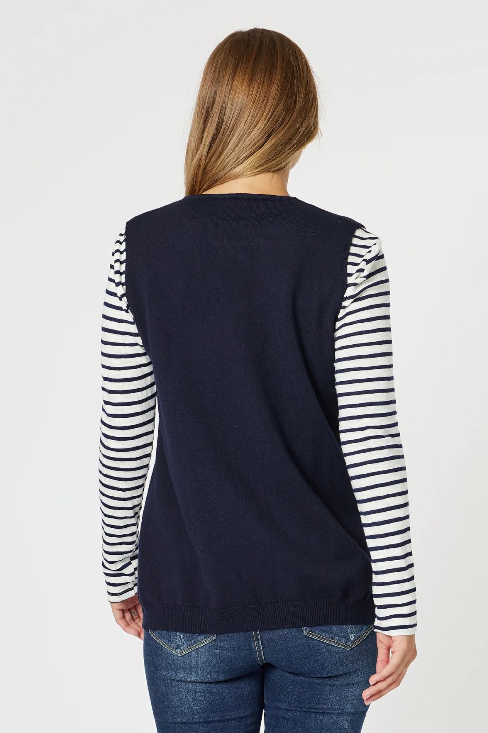Vicky Side Split Knit Vest | Navy