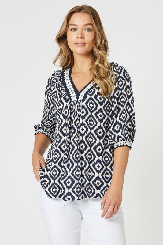 Diamonds Are Forever Top | Navy/White