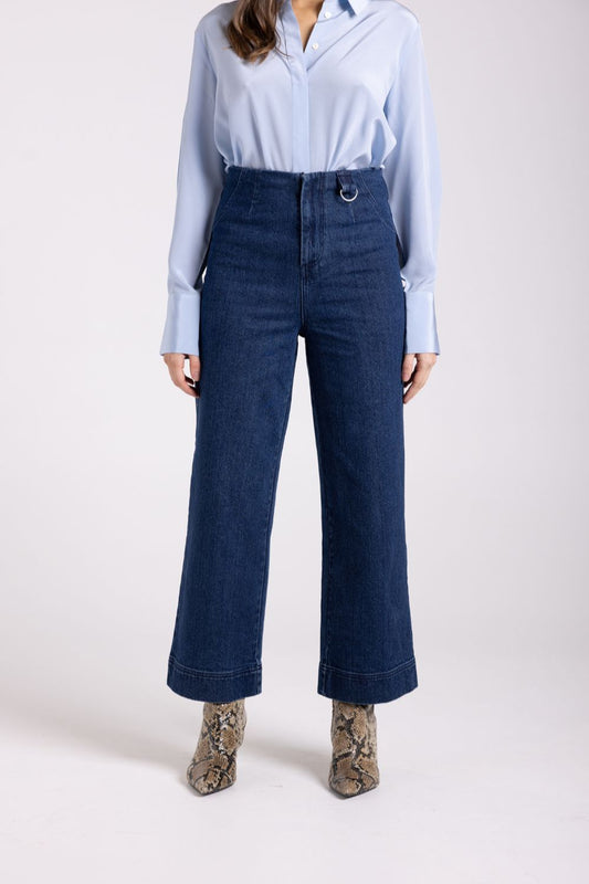 7/8 Wide Leg Jeans | Dark Denim
