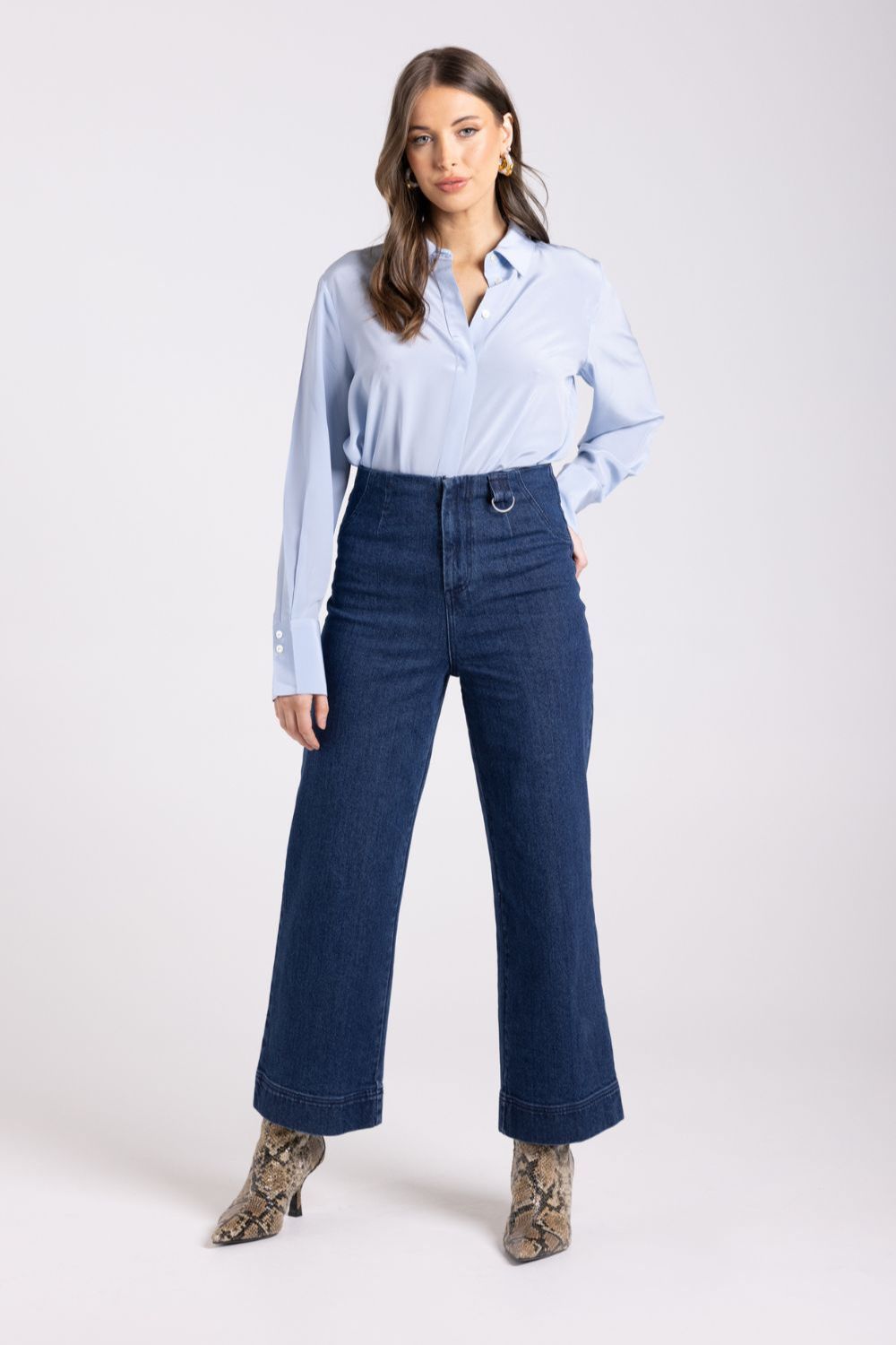 7/8 Wide Leg Jeans | Dark Denim