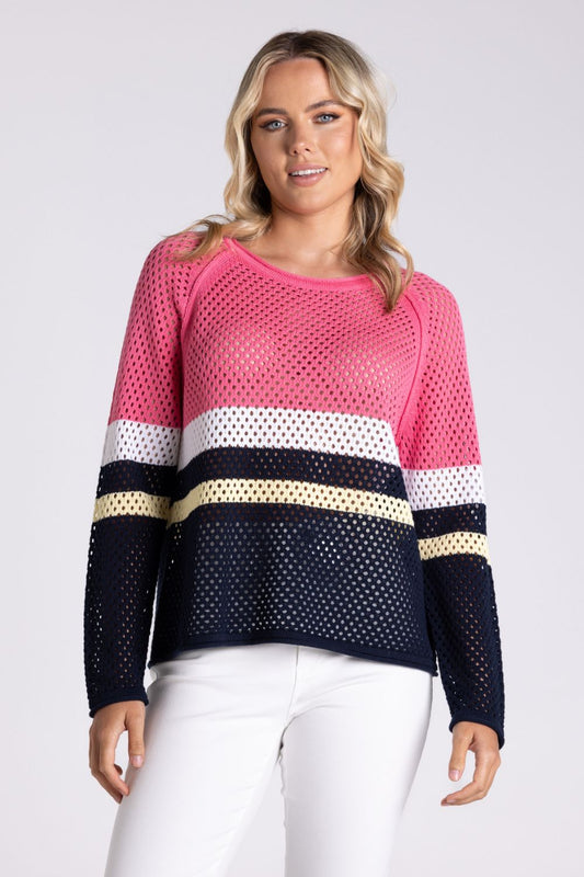 Pointelle Splice Knit | Flamingo Combo