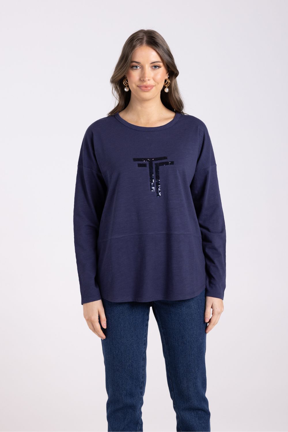 Crew Logo L/S Tee | French Navy