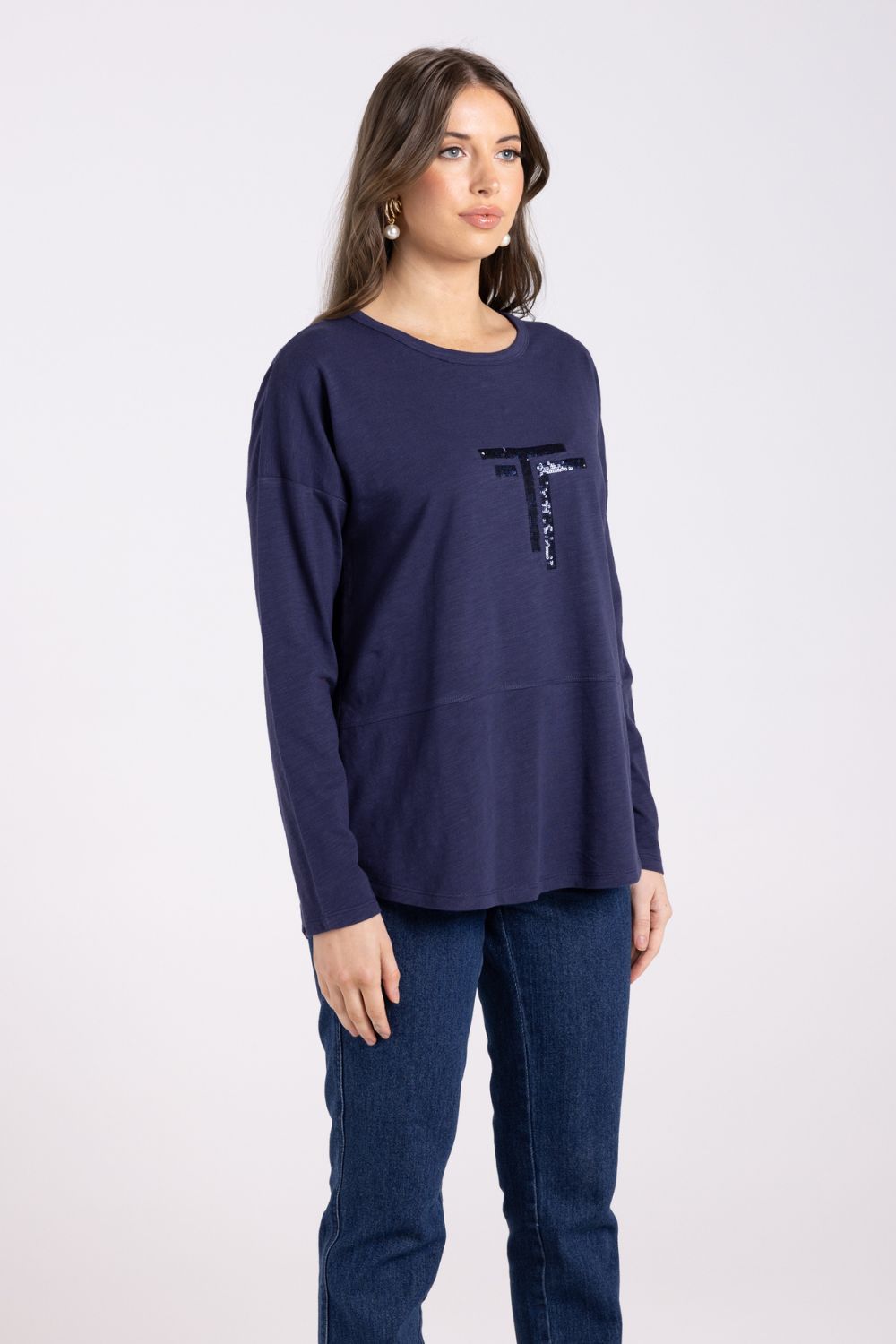Crew Logo L/S Tee | French Navy