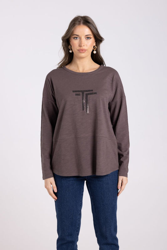 Crew Logo L/S Tee | Espresso