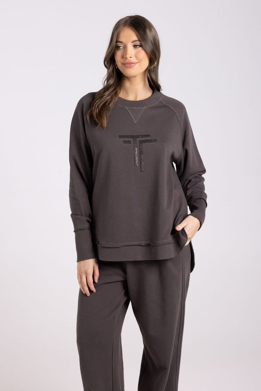 Scoop Hem Sweat | Espresso