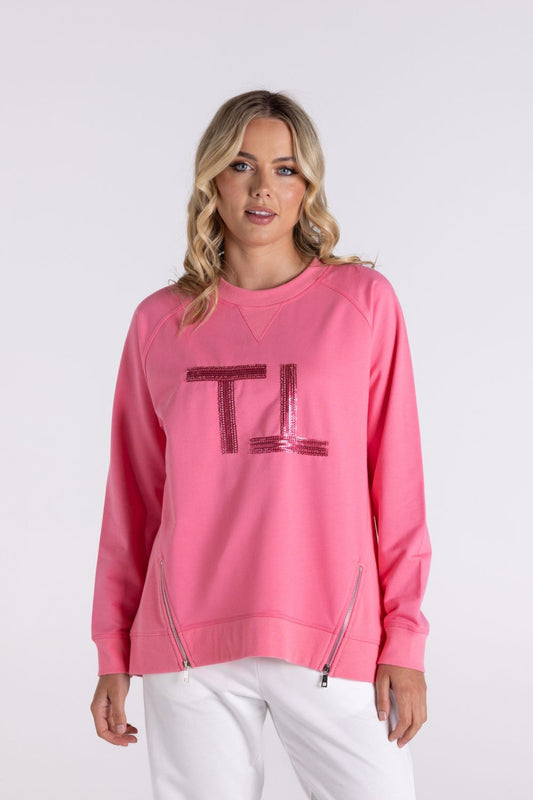 Raglan Logo Sweater with Zip | Flamingo