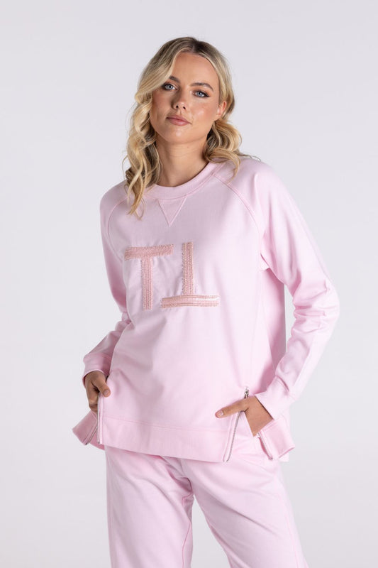 Raglan Logo Sweater with Zip | Pink