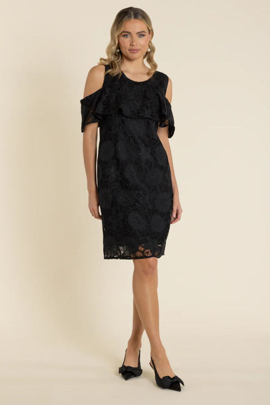 Lace Cold Shoulder Dress | Black