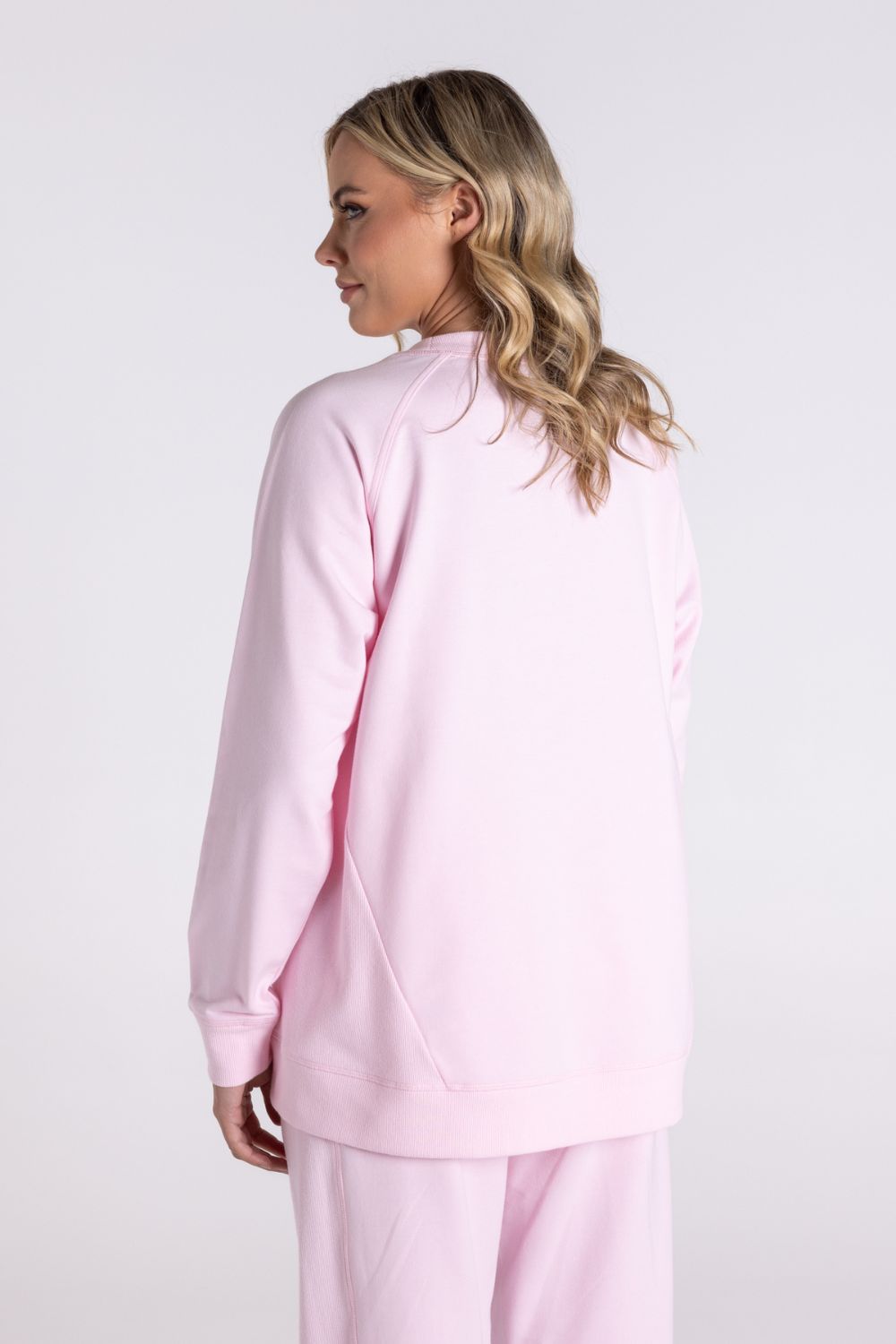 Raglan Logo Sweater with Zip | Pink