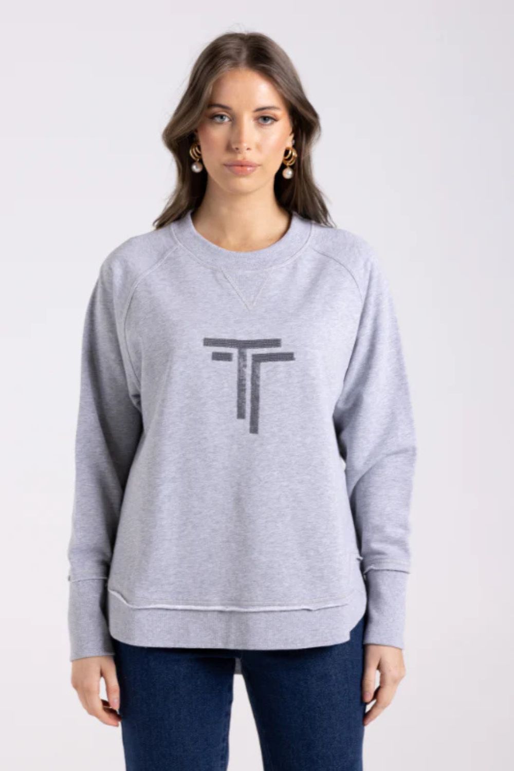 Scoop Hem Sweat | Grey Marle