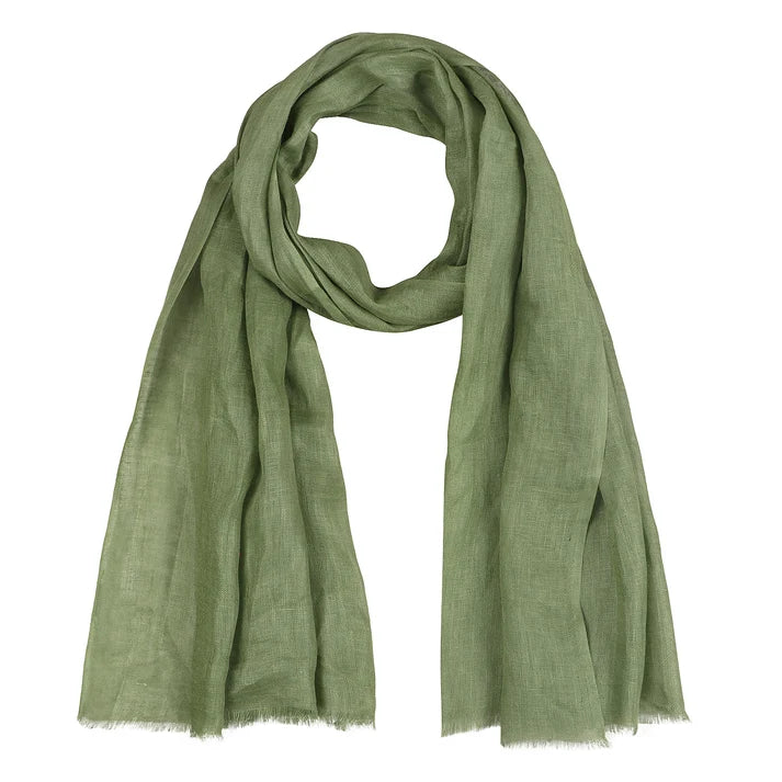 European Flax Linen Scarf | Olive