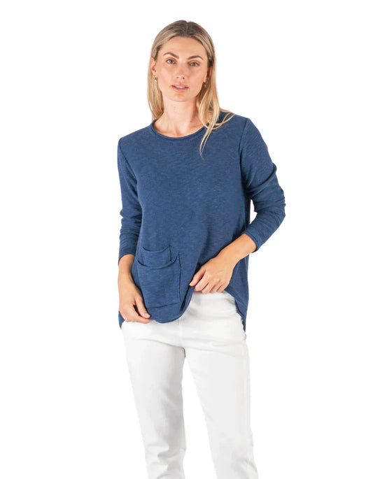 Paloma Pocket Knit Top  | Cobalt Blue
