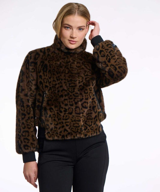Ambra  Short Leopard  Faux Fur Jacket