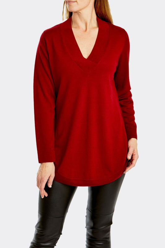 V Neck Merino Pullover | Henna