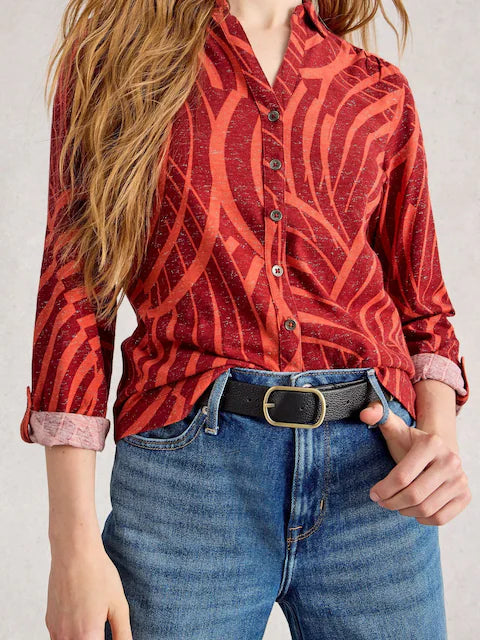 Annie Print Sparkle Shirt | Red