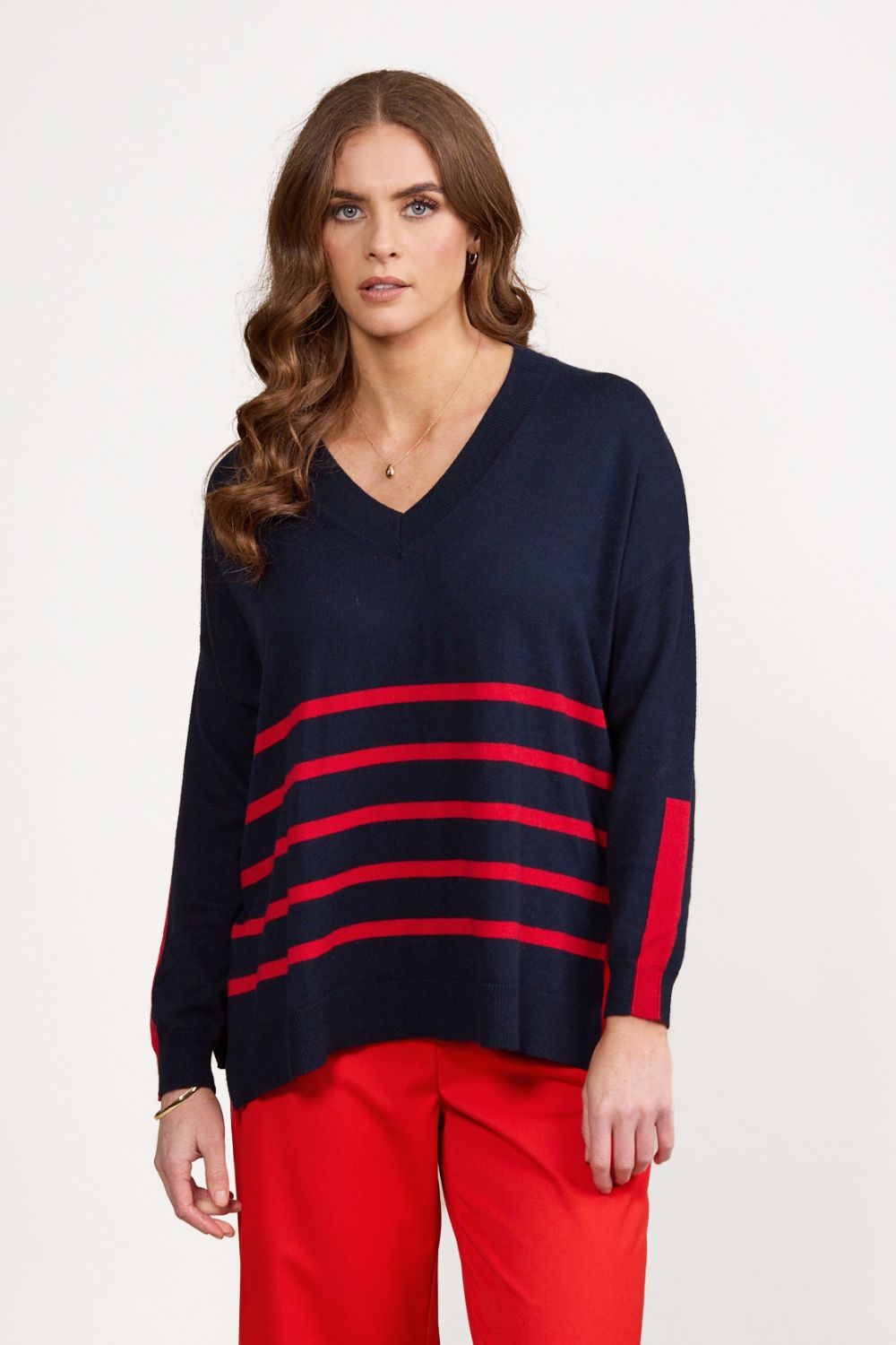 Aston Stripe Jumper | Red/Navy