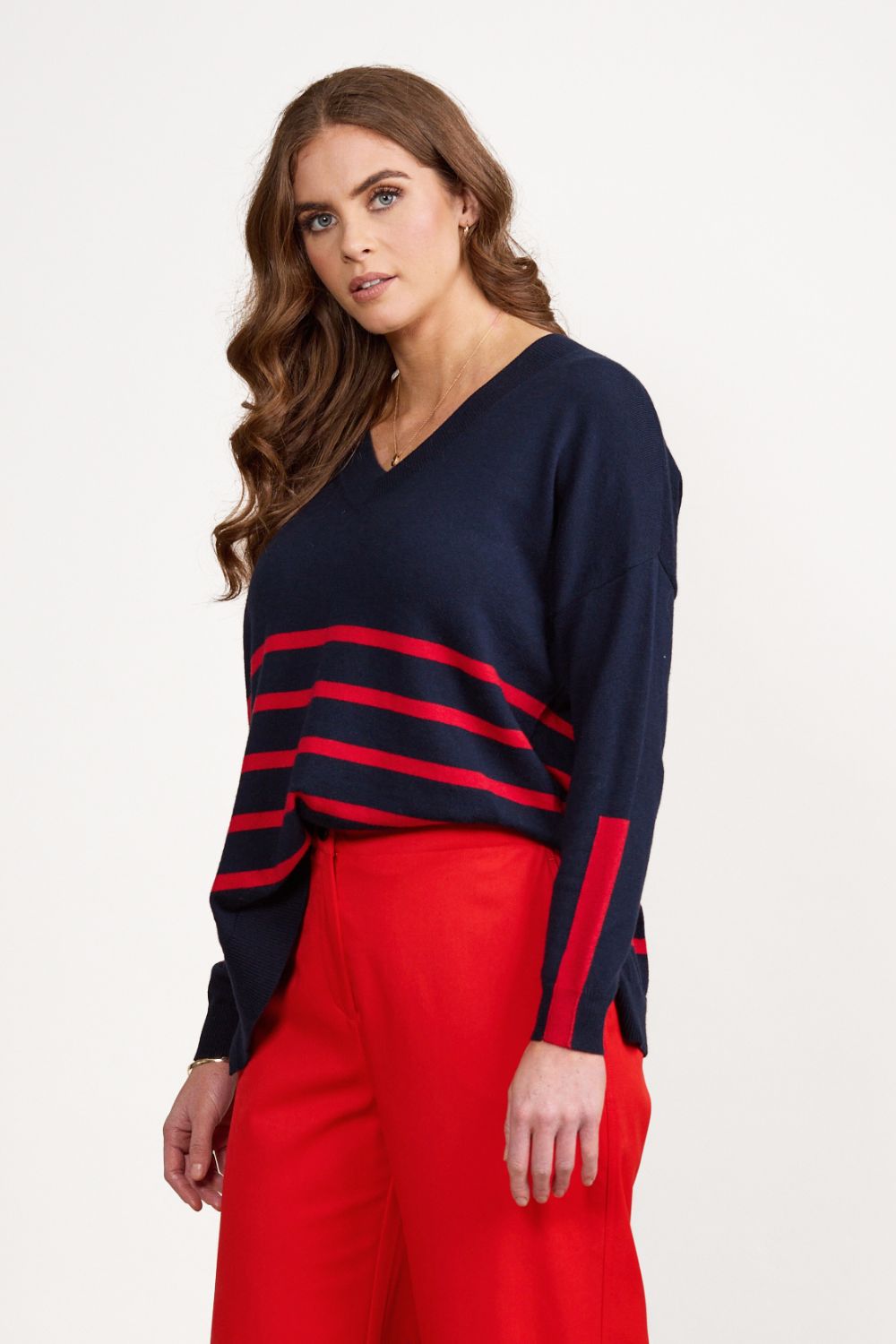 Aston Stripe Jumper | Red/Navy