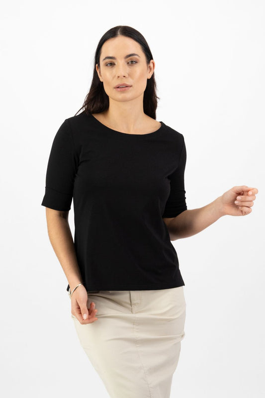 Cuffed Sleeve Top | Black