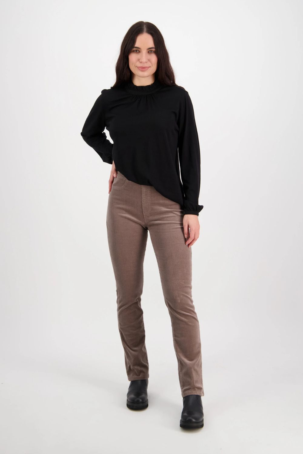 Slim Leg Cord Pull On | Taupe