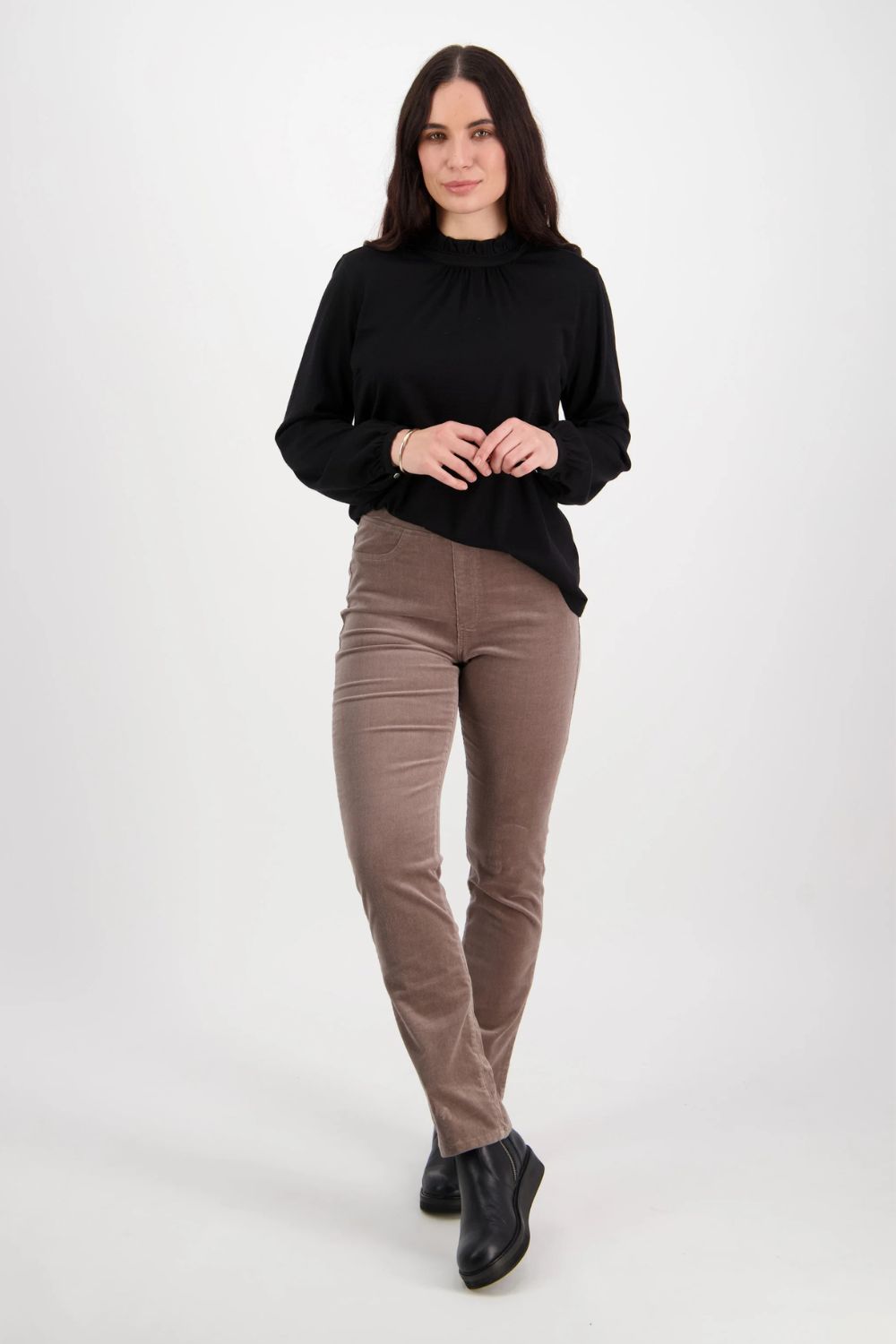 Slim Leg Cord Pull On | Taupe