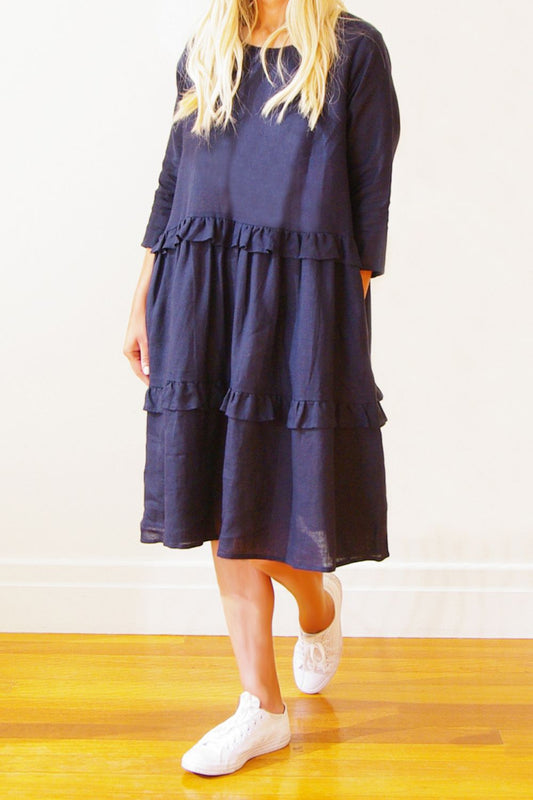 Rosie Linen Dress | Navy