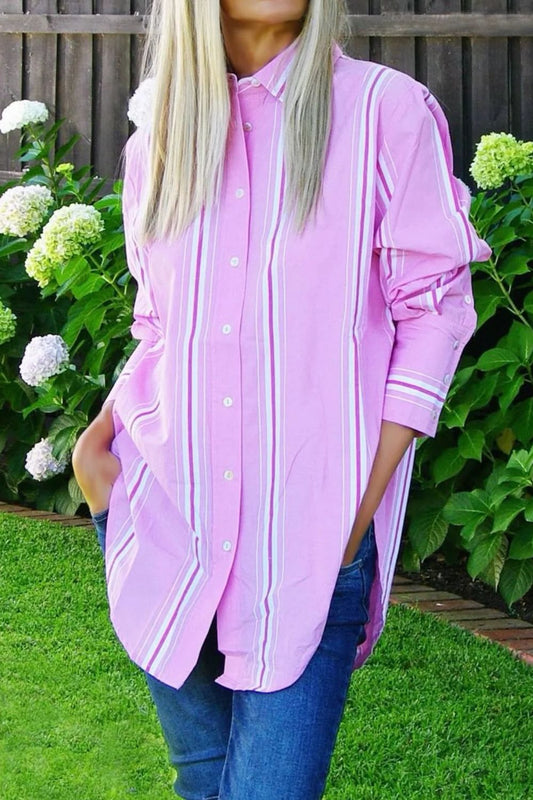 Harriot Stripe Shirt | Pink Sherbet