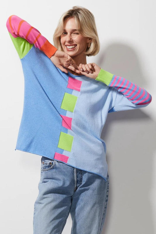 Zaket & Plover Instarsia Squares Jumper | Chambray_Shop 12