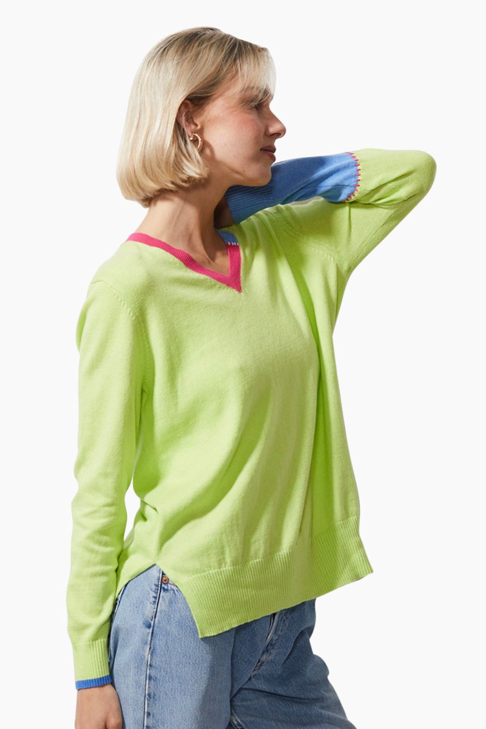 Zaket & Plover Block Trim Jumper | Lime_Shop 12