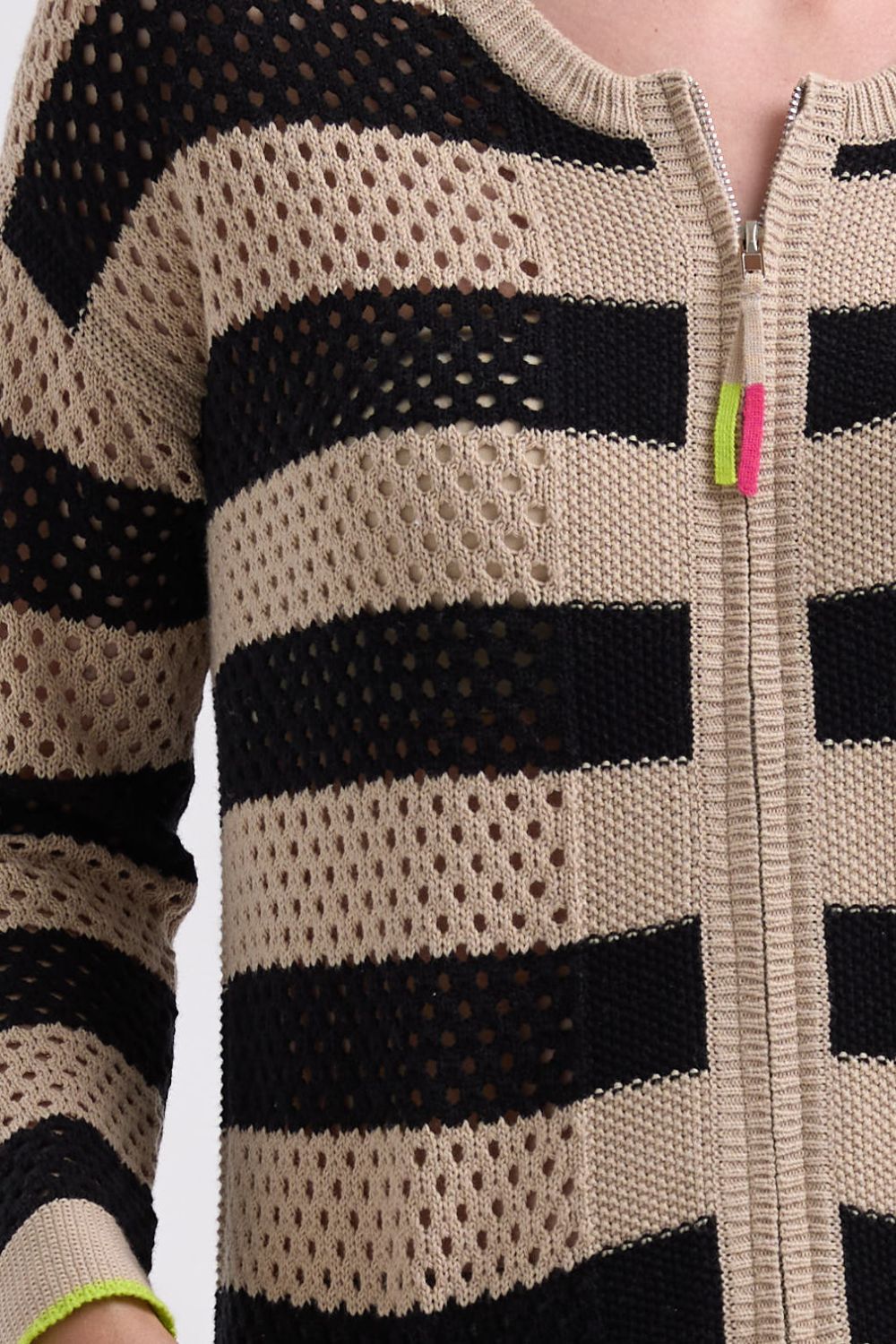Pointelle Zip Cardi | Latte