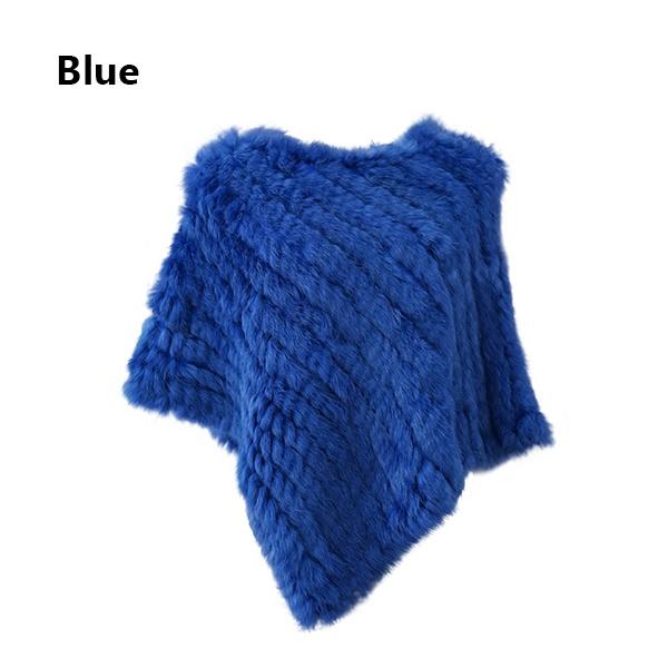 Fur Poncho |Royal Blue