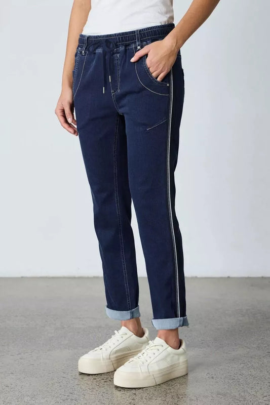 Indigo  Boyfriend  with Black Tape