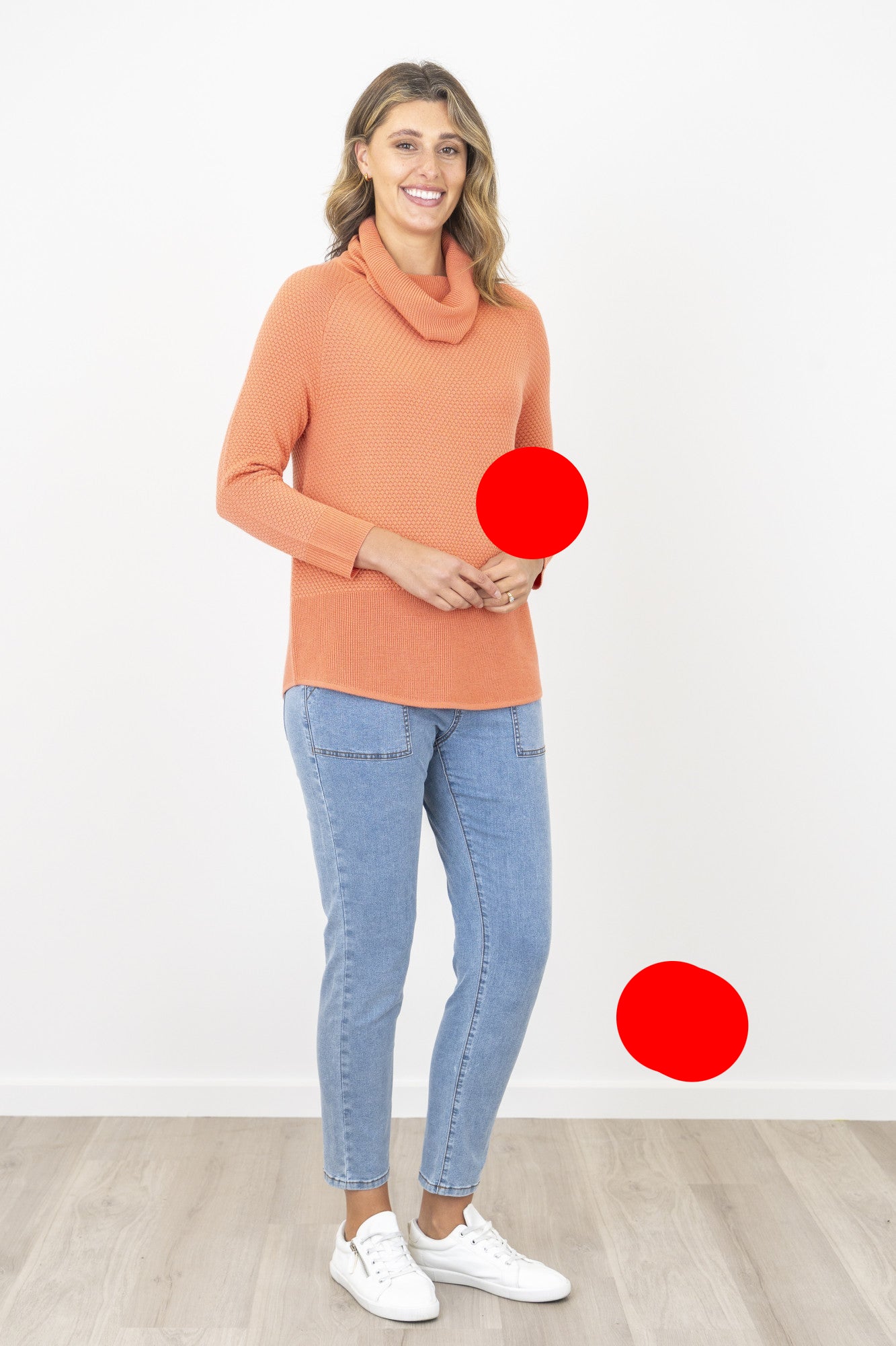 Heather Cowl Neck Jumper | Red
