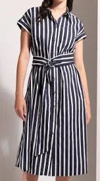 Stripe Button Thru Dress | Blue/White
